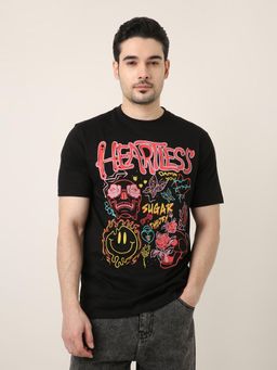 BLNK - Black Printed Relaxed Fit T-shirt