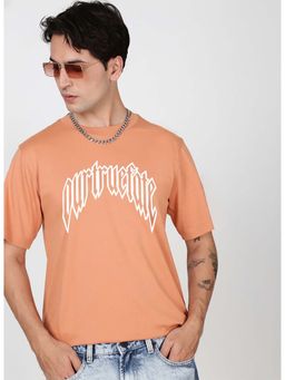 Bene Kleed - Peach Printed Regular Fit T-shirt