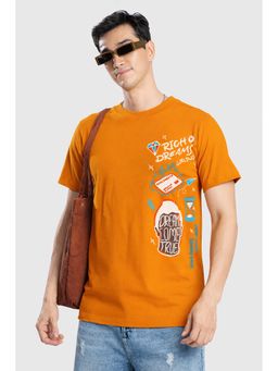 Bene Kleed - Orange Printed Regular Fit T-shirt