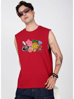 Bene Kleed - Maroon Printed Relaxed Fit T-shirt