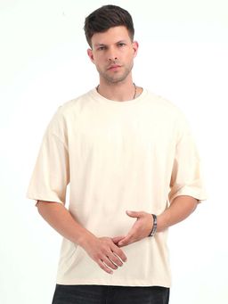 Espanshe - Cream Solid Oversized Fit T-shirt