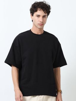 Espanshe - Black Solid Oversized Fit T-shirt