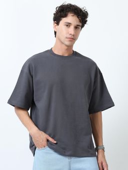 Espanshe - Grey Solid Oversized Fit T-shirt