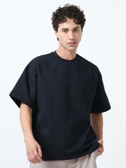Espanshe - Navy Blue Solid Oversized Fit T-shirt