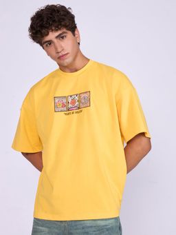 Espanshe - Yellow Printed Loose Fit T-shirt
