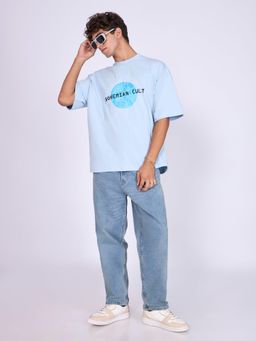 Espanshe - Blue Printed Loose Fit T-shirt