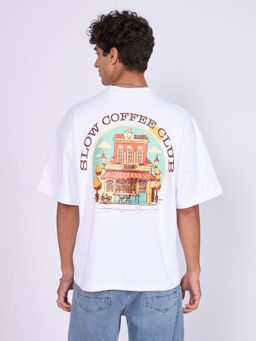 Espanshe - White Printed Loose Fit T-shirt