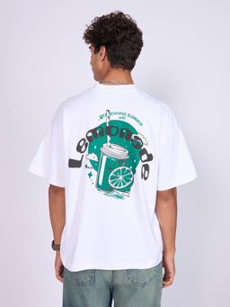 Espanshe - White Printed Loose Fit T-shirt