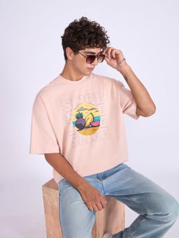 Espanshe - Pink Printed Loose Fit T-shirt
