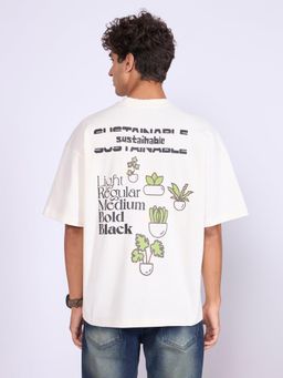 Espanshe - Cream Printed Loose Fit T-shirt