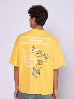 Espanshe - Yellow Printed Loose Fit T-shirt