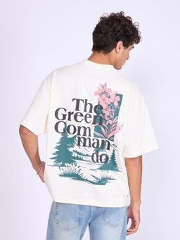 Espanshe - Cream Printed Loose Fit T-shirt