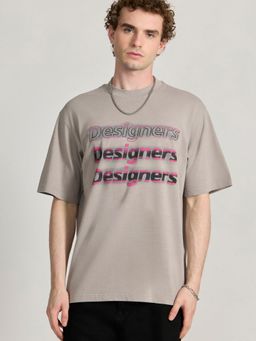 Espanshe - Grey Printed Loose Fit T-shirt
