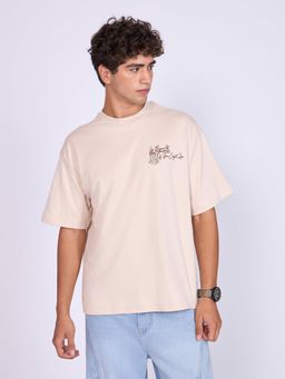 Espanshe - Cream Printed Loose Fit T-shirt