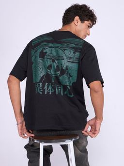 Espanshe - Black Printed Loose Fit T-shirt