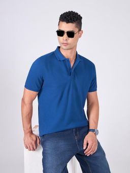 Espanshe - Navy Blue Solid Regular Fit Polo T-Shirt