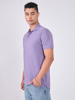 Espanshe - Purple Solid Regular Fit Polo T-Shirt