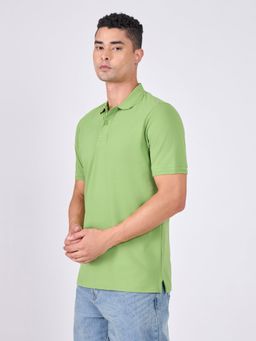 Espanshe - Green Solid Regular Fit Polo T-Shirt