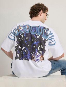 Espanshe - White Printed Loose Fit T-shirt