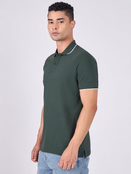 Espanshe - Green Solid Regular Fit Polo T-Shirt