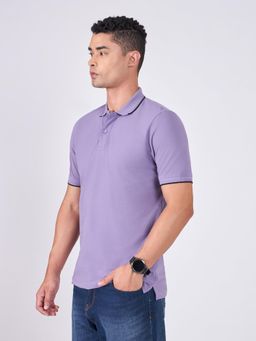 Espanshe - Purple Solid Regular Fit Polo T-Shirt