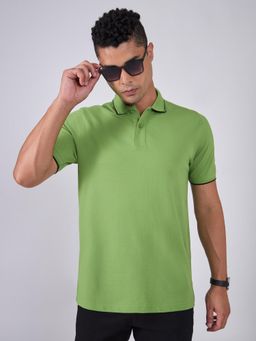 Espanshe - Green Solid Regular Fit Polo T-Shirt