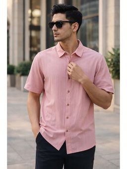 Parcel Yard - Pink Self Design Regular Fit Shirt