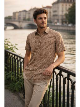 Parcel Yard - Brown Printed Regular Fit Shirt