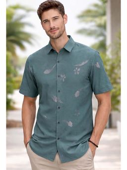 Parcel Yard - Green Printed Regular Fit Shirt