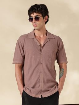 MR BUTTON - Brown Textured Regular Fit Shirt