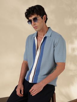 MR BUTTON - Blue Solid Regular Fit Shirt