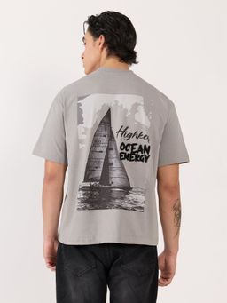 Espanshe - Grey Printed Loose Fit T-shirt