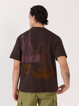 Espanshe - Brown Printed Loose Fit T-shirt