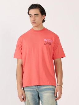 Espanshe - Peach Printed Loose Fit T-shirt