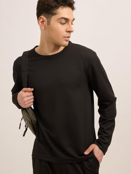 Espanshe - Black Solid Relaxed Fit T-shirt