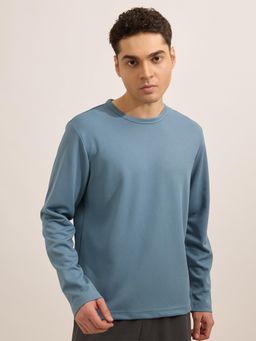 Espanshe - Blue Solid Relaxed Fit T-shirt