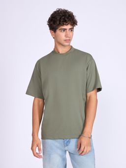 Espanshe - Olive Solid Loose Fit T-shirt