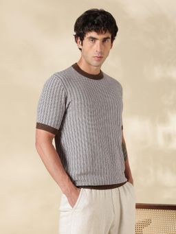 MR BUTTON - Bronze Stripes Slim Fit T-shirt