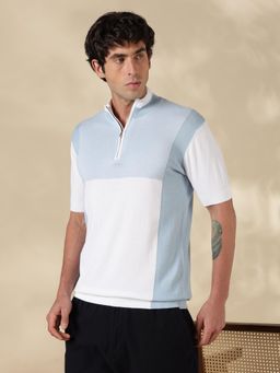 MR BUTTON - Blue Colorblock Slim Fit T-shirt