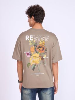 Espanshe - Olive Printed Loose Fit T-shirt