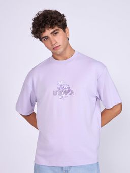 Espanshe - Lavender Printed Loose Fit T-shirt