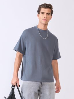 Espanshe - Grey Solid Loose Fit T-shirt