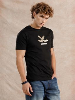 WROGN - Black Printed Slim Fit T-shirt