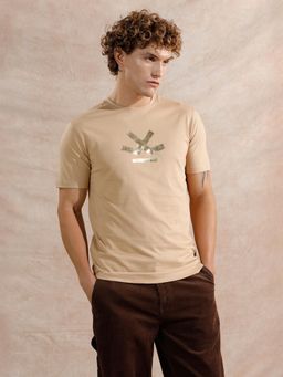 WROGN - Beige Printed Slim Fit T-shirt