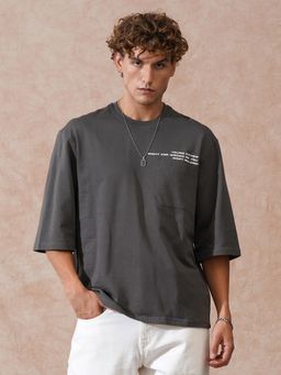 WROGN - Grey Printed Oversized Fit T-shirt