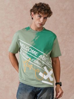 WROGN - Green Printed Oversized Fit T-shirt