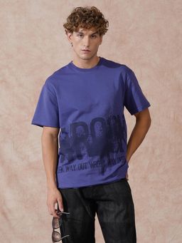 WROGN - Blue Printed Oversized Fit T-shirt