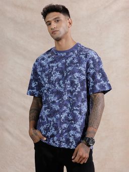 WROGN - Navy Blue Printed Oversized Fit T-shirt
