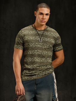 WROGN - Olive Printed Slim Fit T-shirt