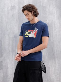 WROGN - Navy Blue Solid Slim Fit T-shirt